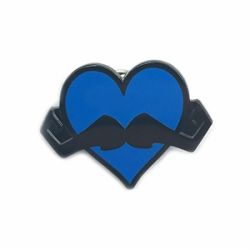 Moustache shape black metal lapel pin badge.