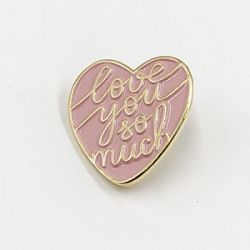 Pink heart shape enamel pin with gold metal