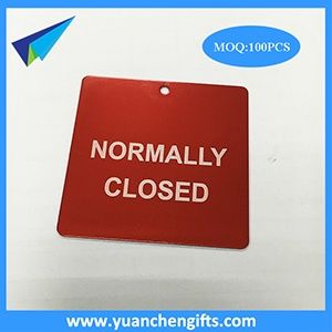 Red square shape military dog tag