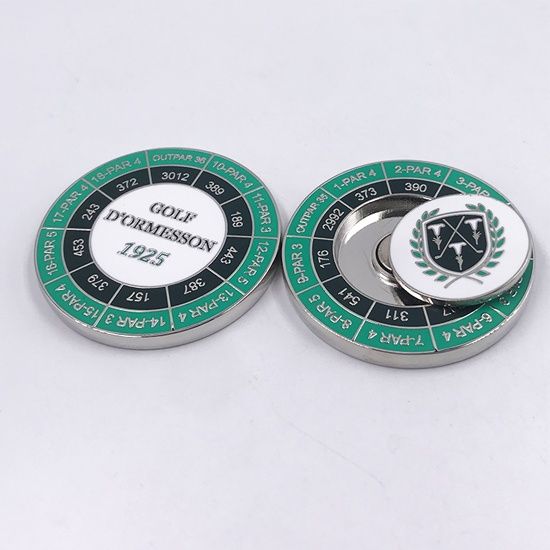 Golf poker chip with embossed logo