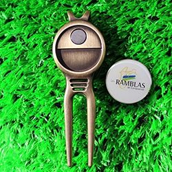 Printing logo ball marker with golf repair tools