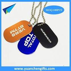 Laser engraved aluminum dog tag with ballchain