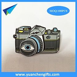 Camera shape enamel metal pins