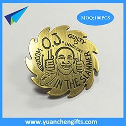 Antique brass plated engraved lapel pin