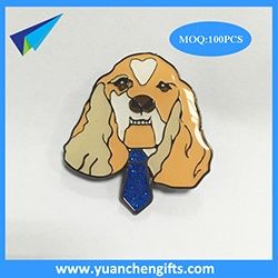 Enamel dog lapel pin badge with text back