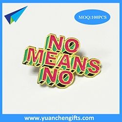 Red custom label pin badge