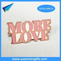 Rose gold plated enamel label pin