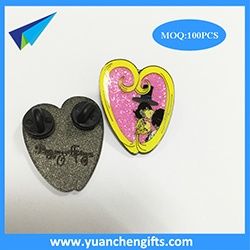 Pink glitter epoxy coating custom lapel pin