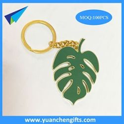 Leaf shape metal hard enamel key chains