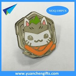 Silver metal badge with full color logo