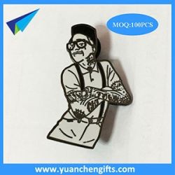 White color logo men shape pin badge