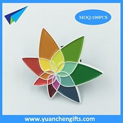 White metal lapel pin badge with full color company logo
