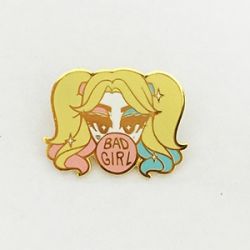 Gold cartoon enamel pin