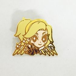 Gold plating imitation hard enamel pin with girl design