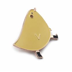 Rose gold chicken enamel lapel pin