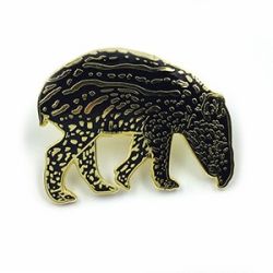 Gold wild boar lapel pin with luxury clasp