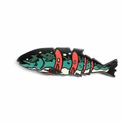 Fish shape black metal lapel pin badge