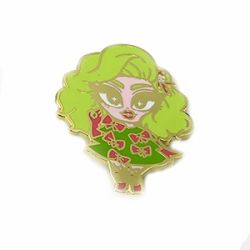 Gold metal girl enamel pin