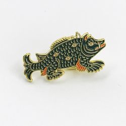 Black enamel lapel pin with gold plating