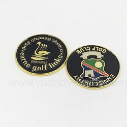 Black enamel color golf ball marker in gold plating