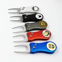 New style golf divot tool with 25mm ball marker