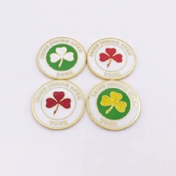 Custom Clover With Glitter logo Golf Hard Enamel Golf Ball Marker Wholesale Custom Round Metal Letter Ball Marker